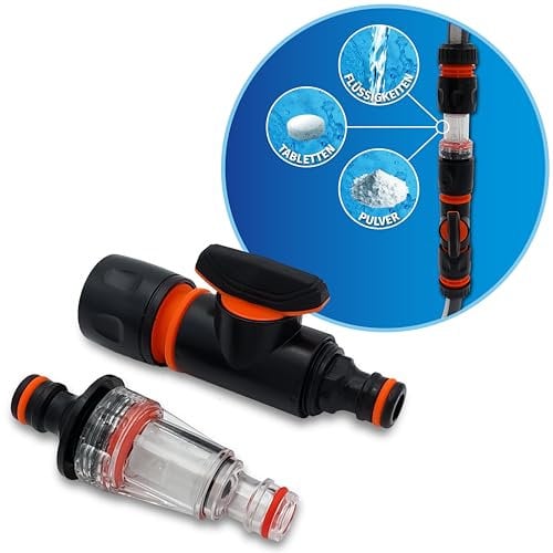 MaJoCompTec® DUOMIX - Set di filtri per acqua | Miscelatore per depuratore | Aggiunta di compresse in polvere per la conservazione dell'acqua potabile | Camper Caravan Boot (miscelatore per aggiunta
