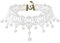 LEEQBCR 1 Stück Gothic personalisierte Halskette, Weiß Sexy Spitze Kragen Quaste Edelstein Halskette Halloween Party Zubehör für Frauen Mädchen
