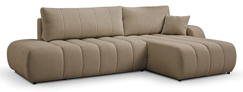 DomoHome® Baloo Ecksofa mit Schlaffunktion und Bettkasten - Schlafsofa, Sofa, Couch, Sofa mit Schlaffunktion, Schlafcouch, Sofa L Form, Wohnzimmer Möbel (rechte Seite, Lambi 10)