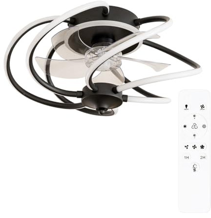ValueLights | Swirl Design Ceiling Fan Integrated LED Dimmable Light and Clear Blades | Ceiling Fans with Lamps, Home Décor & Improvement Essential | Includes Remote Control