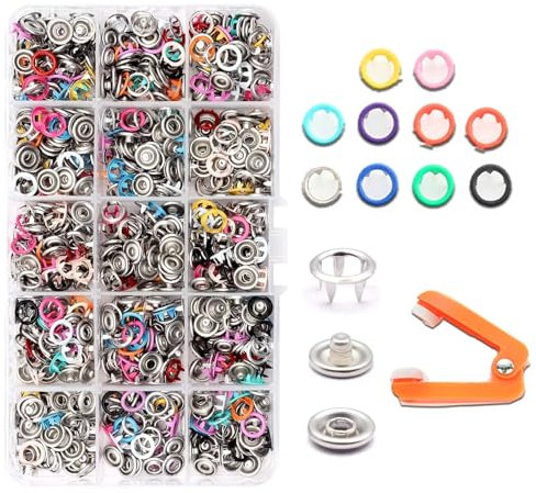 Druckknopf Set mit Zange, 200 Sätze Druckknöpfe Metall, 9.5mm Jersey Druckknöpfe, Druckknöpfe Ohne Nähen für Diy Basteln Baby Kinder Bekleidung Kleidung Taschen Handgemaakt(10 Farben)