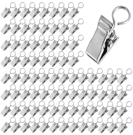 120 Pezzi Clip Per Tendine Con Gancio,Clip Per Tende,Ganci in Acciaio Inox Doccia,Clip Per Foto,Ganci Per Tende in Acciaio Inox,Ganci Per Tenda Doccia,Tenda Clip,per Foto, Bagno, Decorazione Domestica