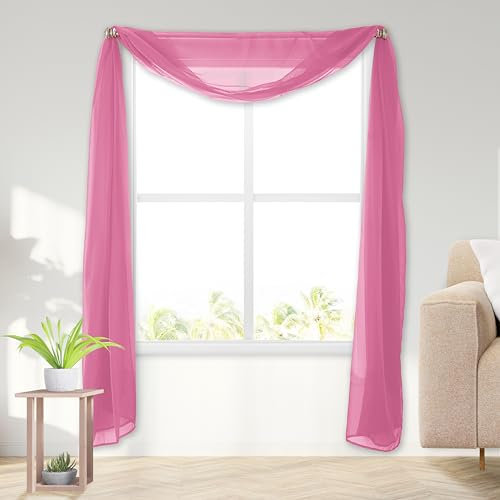 Elegant Comfort Leichter, transparenter Voile-Vorhang für Fenster, 55,6 cm lang, 1 Vorhang, für Wohnzimmer, Event-Dekoration, Schlafzimmer, 1 Stück, 140 x 55 cm lang, Altrosa