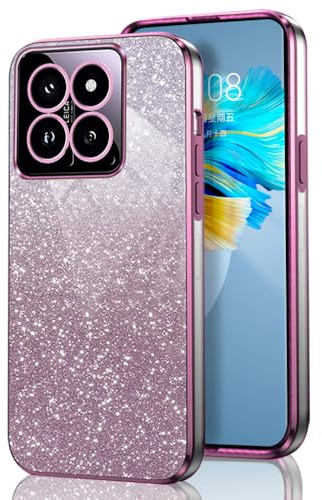 GOGME Glitter Hülle für Xiaomi 10T / 10T Pro, Galvanisierter Rahmen TPU Handyhülle Funkeln/Transparent Stoßfest Kratzfest Schutzhülle. Rosa