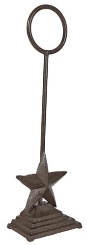 Cast Iron Door Stop with Handle 1kg Doorstop Weight with Antique Brown Finish Recycled Metal Door Weight with Star Decoration