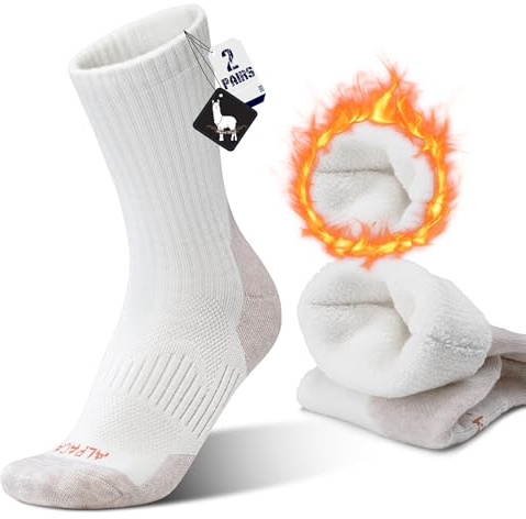 ineepor Alpaka Skisocken Herren Damen Thermosocken Warme Wintersocken für Skifahren, Snowboarden, 2 Paar Dicke Kompressionsstrümpfe Gepolsterte Anti-blasen Schweißableitend Atmungsaktiv, Größe 35-51