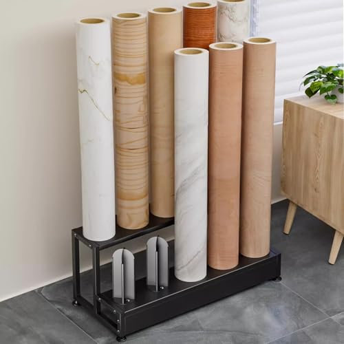 Porte Foulard Ceinture Mobile Présentoir pour Rouleaux de Vinyle, Commercial Chariot D'organisation pour Nappe / Film PVC / Tissu Textile / Enveloppe de Changement de Couleur de Voiture, Peu Encombran