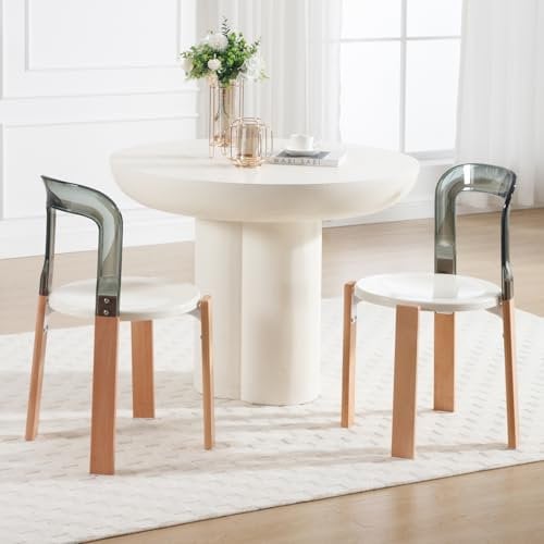 chairus 2er Set Acryl Transparente Esszimmerstühle ohne Armlehnen Moderne Küchenstühle Akzentstühle Schminktischstühle Wohnzimmer Schlafzimmer (Grau)