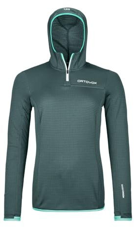 ORTOVOX FLEECE LIGHT GRID ZN HOODY W - Extrem leichter Fleece-Hoody für Alpintouren - GRAU - DAMEN - XL