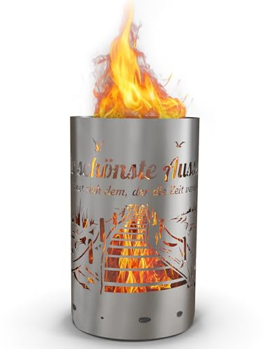 TiKo-Design® Feuertonne Feuerkorb mit Strand & Steg Motiv
