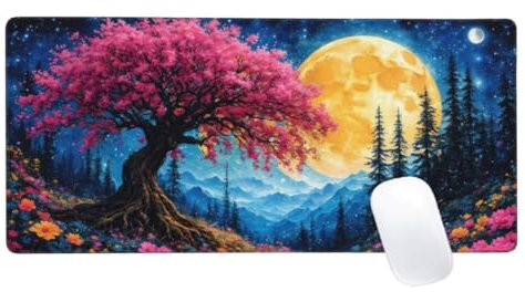 Jaune Tapis de Souris XXL 900x400mm, Tapis de Souris Lune, Tapis Souris pour Clavier et Bureau, Étendu Tapis de Souris Gamer, Lavable Surface, Base Antidérapante, Améliorer Précision et Vitesse Z2-752