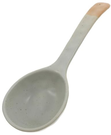 LALADEFIEE Japanese Ceramic Soup Spoon Long Handle Oriental Ramen Spoon for Asian Noodles and Wonton Soup Kitchen Tableware