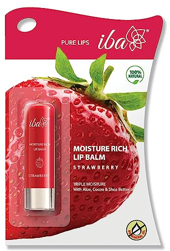 Lips Moisture Rich Bálsamo labial – Fresa 4.5 g | Para labios secos dañados y agrietados | Enriquecido con manteca de cacao, manteca de karité l acabado brillante