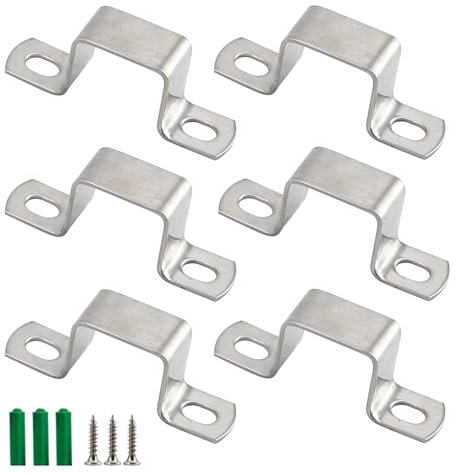 (6 pezzi) M50 x 25 mm Staffa per tubo quadrato in acciaio inossidabile 304 a forma di U, staffa in metallo per tubo flessibile con viti