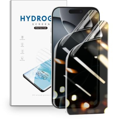 nvskvd Privacy Screen Protector for iPhone 16 Pro, 2 Pieces Anti-Spy TPU Film Protection, Anti-Spy Hydrogel Film [Not Tempered Glass]