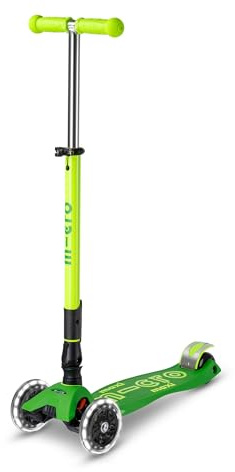 Micro Monopattino Maxi Micro Deluxe pieghevole per bambini | Ruote grandi | Manubrio regolabile | 5-12 anni | Ragazzi e ragazze | Verde/Lime