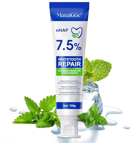 Hydroxylapatit Zahnpasta,Hydroxyapatite Toothpaste,Fluoridfreie Zahnpasta,Minze-Geschmack,Sanfte Aufhellung, erfrischt den Atem, stärkt die Zahnstruktur, beugt Karies vor 120g
