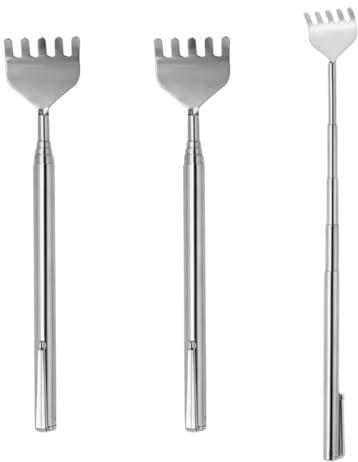Rascador Trasero, 3 Piezas Rascadorde Espalda Telescópico de Acero Inoxidable, Portátil Espalda Rascador, para Elimina Picazón de Espalda Herramienta de Masaje Corporal