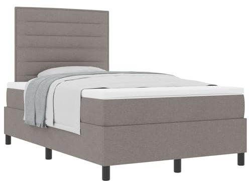 vidaXL Boxspringbett mit Matratze Taupe Stoff 120X200 cm Modernes Polsterbett für Dein Schlafzimmer, drinnen, Erwachsene, Doppel-Schlaflösung, Möbel, Einzel, bequem