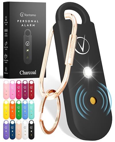 Vantamo Alarma Personal para Mujeres 130dB con Doble Altavoz, Luz Estroboscópica Potente e Indicador De Batería Baja, Llaveros Dispositivo de Autodefensa Personal Compacto