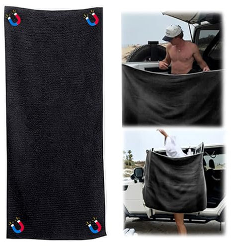 GOZYLA Badehandtuch Groß Strandtuch Magnetisches Mikrofaser: Saunahandtuch 190 x 76 cm Badetücher Schnelltrocknendes Duschtücher für Draußen Reisen Schwimmen Camping Yoga (Schwarz, 190x76cm)
