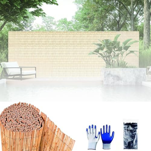 30cm-180cm Hoch Dekoration Sichtschutz Zaun, Wind Sonnenschutz Bambus Schilfrohr, Handgewebt Bambus Zäune, Für Private Gartenbereiche, Restaurant, Als Markise Cover Verwendet(Natural Black line)