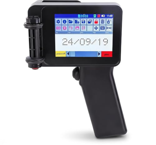 Bewinner Imprimante à Jet d'encre à Main avec écran Tactile HD de 4,3 Pouces, Code QR Portable et Pistolet D'imprimante de Code-Barres pour Texte/étiquettes sur Bois/Plastique /