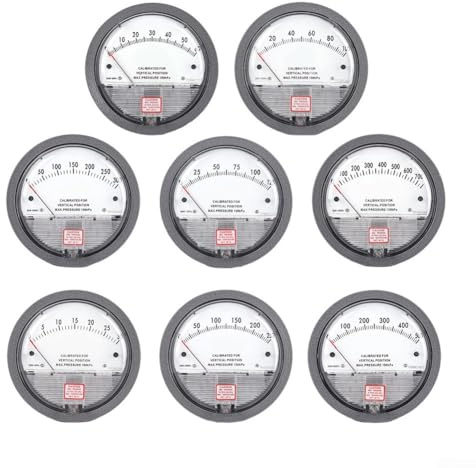 YobiLife Analoges Differenzdruck-Manometer für Luftgasmessung in Pharma-, Reinraum- und Mikroelektronik-Anwendungen, graue Farbe (0–750 Pa)