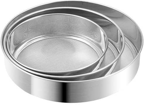 Stainless Steel Flour Sieve Round Flour Mesh Sifter Handheld Sifting Sieve | Icing Sugar Shaker Strainer Sieve Kitchen Fine Mesh Flour Sifter Powdered Filter Mesh