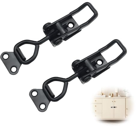 2pcs Adjustable Toggle Clamp, Heavy Duty Metal Toggle Latch Quick Release Metal Pull Latch 100kg/220lbs Holding Capacity Fastening Cargo Clip Closure Tension Lock for Box Cabinet Locker Closet Door