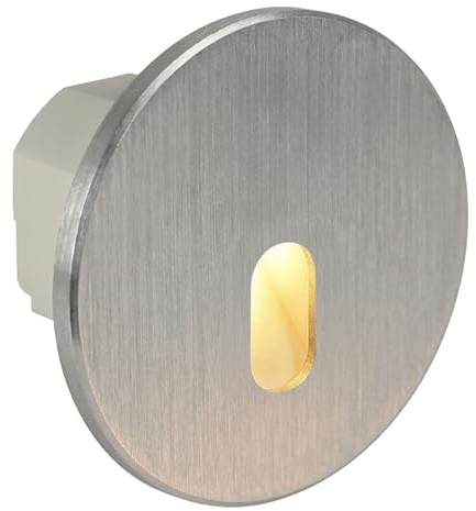 Maxkomfort LED Treppenbeleuchtung 230V Modular – 3CCT Lichtfarbe Einstellbar, Magnet-Montage für 60/68mm Schalterdosen, Wandeinbauleuchte Treppe Stufenlicht Innen, 1,5W | Alu | Rund - Oval | MOD6