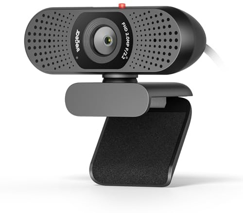 wegear 1080P Webcam für PC, Full HD Computer Kamera mit Dual Mikrofon | Plug & Play, Sichtschutzabdeckung, 85° FOV, Festfokus für Laptop & Desktop, Zoom, Teams, FaceTime, Google Meet, Streaming