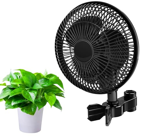 KLGFI Grow Ventilator mit Clip, 1 Stück Oszillierend Clip Ventilator | Grow Clip-Ventilator Klemmbar für Growzelt, 2 Geschwindigkeitsstufen, 25W