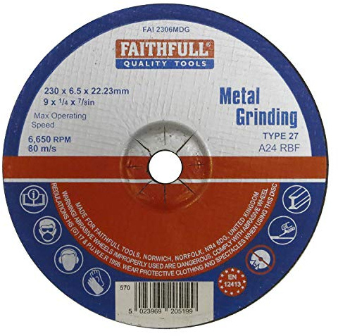 Faithfull FAI2306MDG Metal Grinding Disc Depressed Centre 230 x 6.5 x 22.23