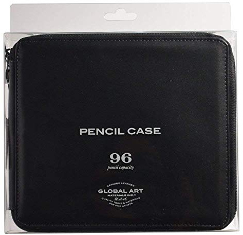Speedball Art Products Genuine Leather Storage Case for Pencils, Markers, Pens and Art Supplies, Holds Up to 96 Standard Pencils, Black