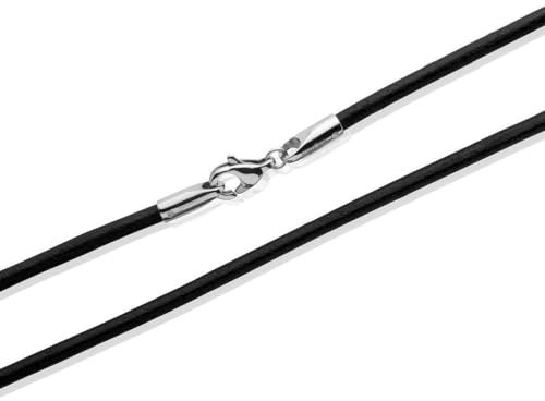 Unique Sports Schöne Lederkette schwarz echt glatt LN0009 (Länge: 40cm)