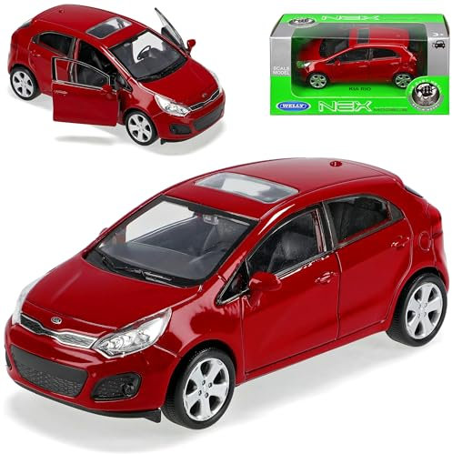 Welly Kia Rio Pride Rot 5 Türer 3. Generation Ab 2011 ca 1/43 1/36-1/46 Modell Auto mit individiuellem Wunschkennzeichen