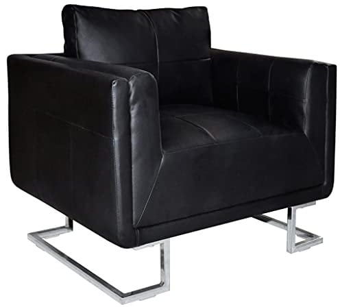 vidaXL Luxury Ledersofa Sessel Schwarz mit Chromfüße