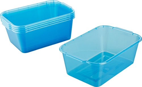 Kigima Aufbewahrungskorb 25x16x7cm 4L 5er Set – Allzweckkorb aus robustem Plastik (BPA-frei) – Aufbewahrungsbox für Küche & Bad – Haushaltskorb zur Aufbewahrung – Korb für Aufbewahrung – Blau