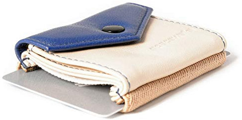 Space Products ® Mini Geldbörse zweifarbig I Sehr kleines Echtleder Wallet/Portemonnaie mit Münzfach I 15 Karten + Geldscheine + Münzen I Peak London
