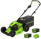 Greenworks Tools Lawnmower 46 cm 60 V Lithium-Ion with 2X 2Ah Batteries and Charger 2502807uc, 60 g, Green