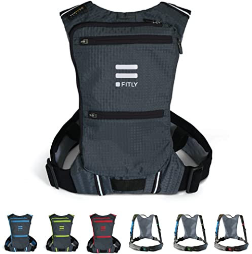 FITLY Sac à Dos de Course Minimaliste | Sac à Dos de Course Unisexe avec Support de téléphone, Rangement et Ceinture Thoracique | Transportez des Objets personnels Lors de la Course | Équipement de