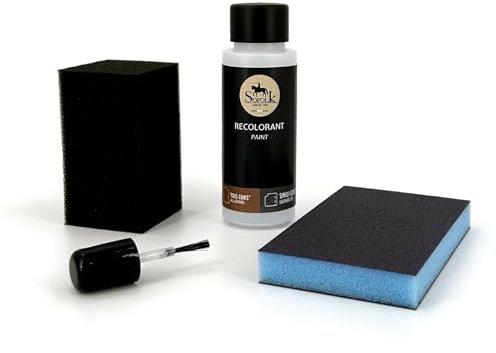 Sofolk - Kit Retouche Peinture Cuir/Similicuir - Teinture pour Volant de Voiture, Siège Auto, Canapé, Chaussure et Vêtements - Cuir Abimé, Rayé, Griffré, Décoloré (60ml - RAL 3028)
