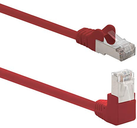 1aTTack.de 366208 Cat.6 Netzwerkkabel Winkel 90 Grad 3,0 m - rot - 1 Stück - Cat6 Patchkabel (SFTP PIMF) 1000Mbit/s Rj 45 Stecker - 1 x 3,0 m Meter rot