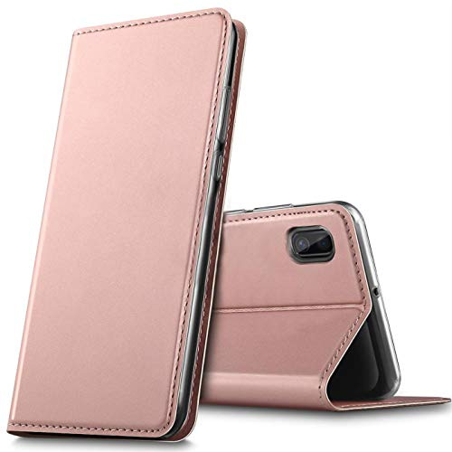 Verco Handyhülle für Samsung A10, Premium Handy Flip Cover für Samsung Galaxy A10 Hülle [integr. Magnet] Book Case PU Leder Tasche, Rosegold