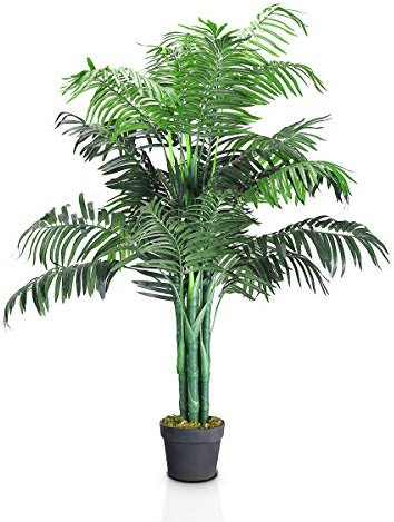 RELAX4LIFE Kunstpflanze Palme, Zimmerpalme Künstlich, Dekopflanze mit Topf, Farnpalme 110 cm hoch, Kunstbaum für Innendekorationen, Zimmerpflanze Polyester, Kunstblume grün, Phoenix Palme Outdoor