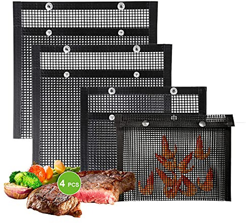 VEIK Non Stick BBQ Mesh Grilling Bag, 4-Piece Set, 15.7 x 10.6Inch, 8.66 x 10.6Inch