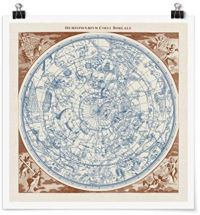 Bilderwelten Poster Vintage Sternenkarte Nördliche Hemissphere Matt 30x30cm