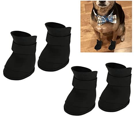 Oumefar Silicone Cute Little Dog Boots Candy Colors Waterproof Pet Shoes Dog Anti-slip Rain Shoes Pet Paw Protectors for Small Dogs Cats(L-Black)