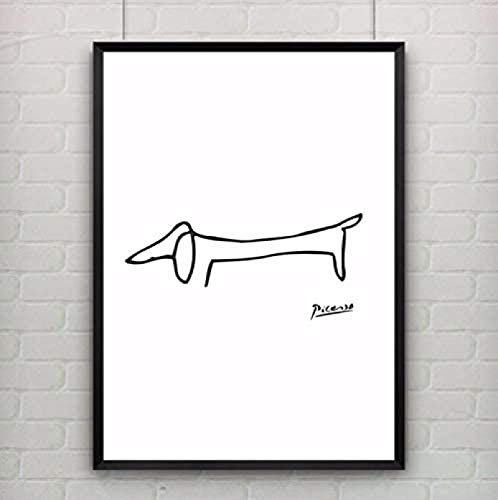 Rzhss Pablo Picasso Der Dackel Hundedruck Leinwand Abstrakte Tiere Minimalistische Wandkunst Kinderzimmer Bar Büro, Wohnkultur / 40X60Cm-No Frame